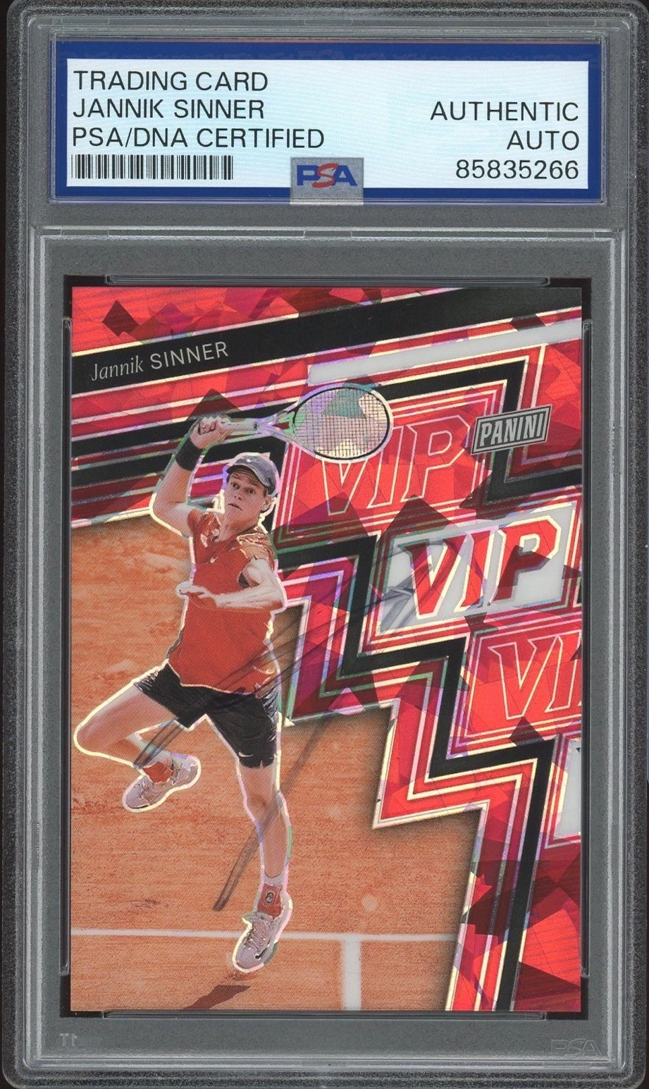 2025 Panini The National #JS Jannik Sinner Red Cracked Ice Rookie /99 PSA AUTO