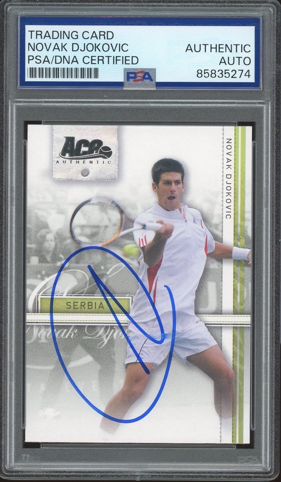 2007 Ace Authentic #16 Novak Djokovic Signed Straight Sets Rookie Card PSA AUTO