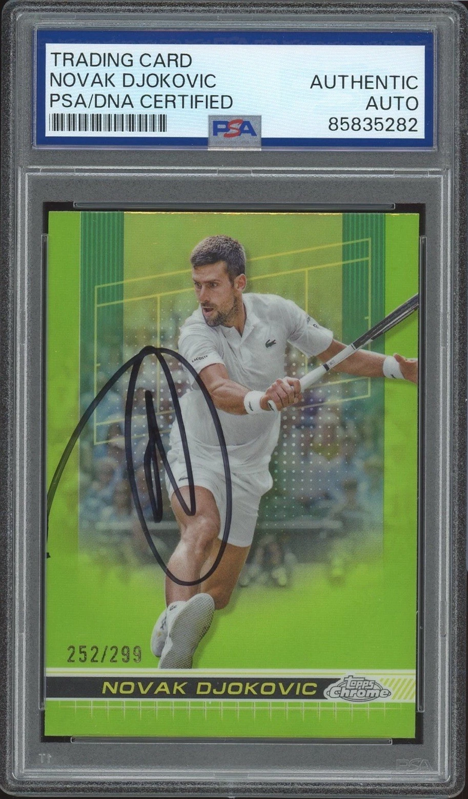 2024 Topps Chrome Tennis #1 Novak Djokovic Signed Lime Green Ref /299 PSA AUTO