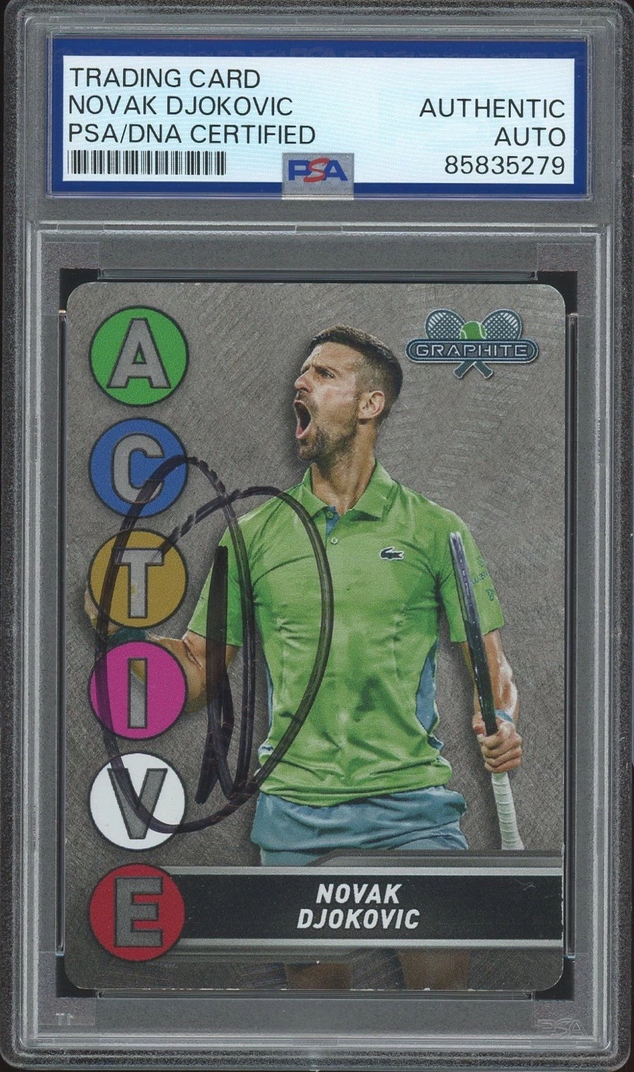 2024 Topps Graphite #ACM-1 Novak Djokovic Signed Active Metal Card PSA/DNA AUTO