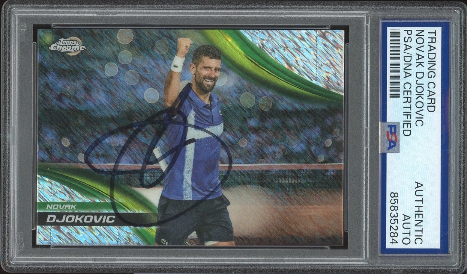 2025 Topps Chrome Tennis #100 Novak Djokovic Signed Shimmer Refractor PSA AUTO