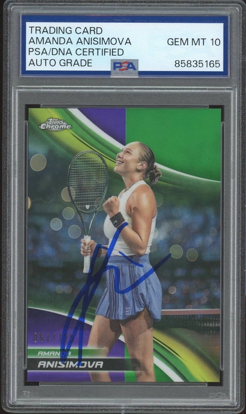 2025 Topps Chrome #56 Amanda Anisimova Purple/Green Refractor /125 PSA AUTO 10