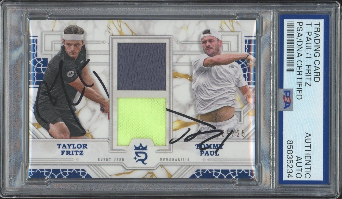 2024 Topps Royalty Taylor Fritz & Tommy Paul Tennis Blue Relic /25 PSA/DNA AUTO