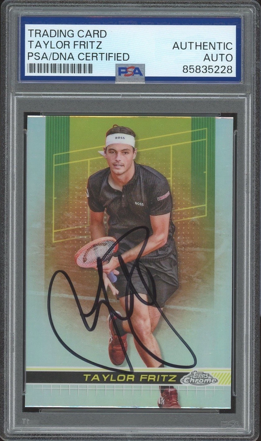 2024 Topps Chrome Tennis #82 Taylor Fritz Signed Refractor Card PSA/DNA AUTO