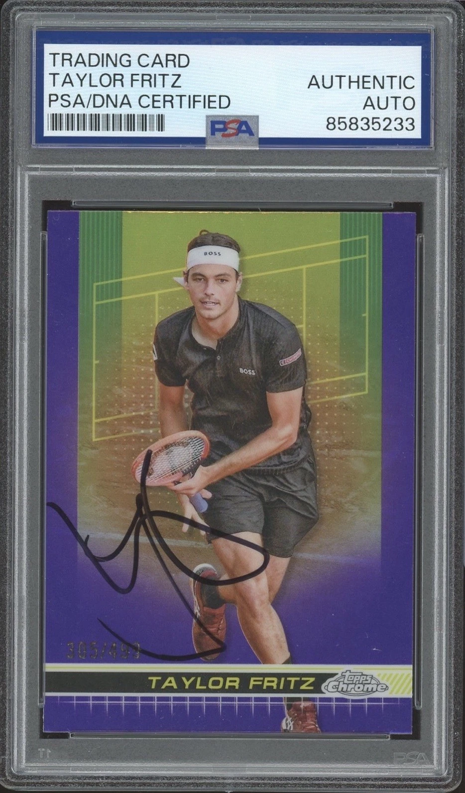 2024 Topps Chrome Tennis #82 Taylor Fritz Signed Purple Refractor /499 PSA AUTO