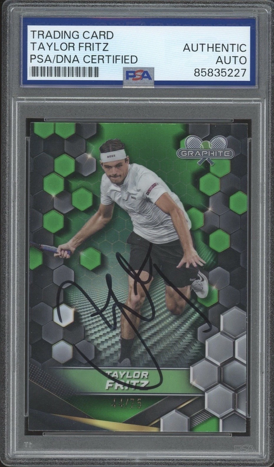 2024 Topps Graphite Tennis #144 Taylor Fritz Signed Green Refractor /75 PSA AUTO
