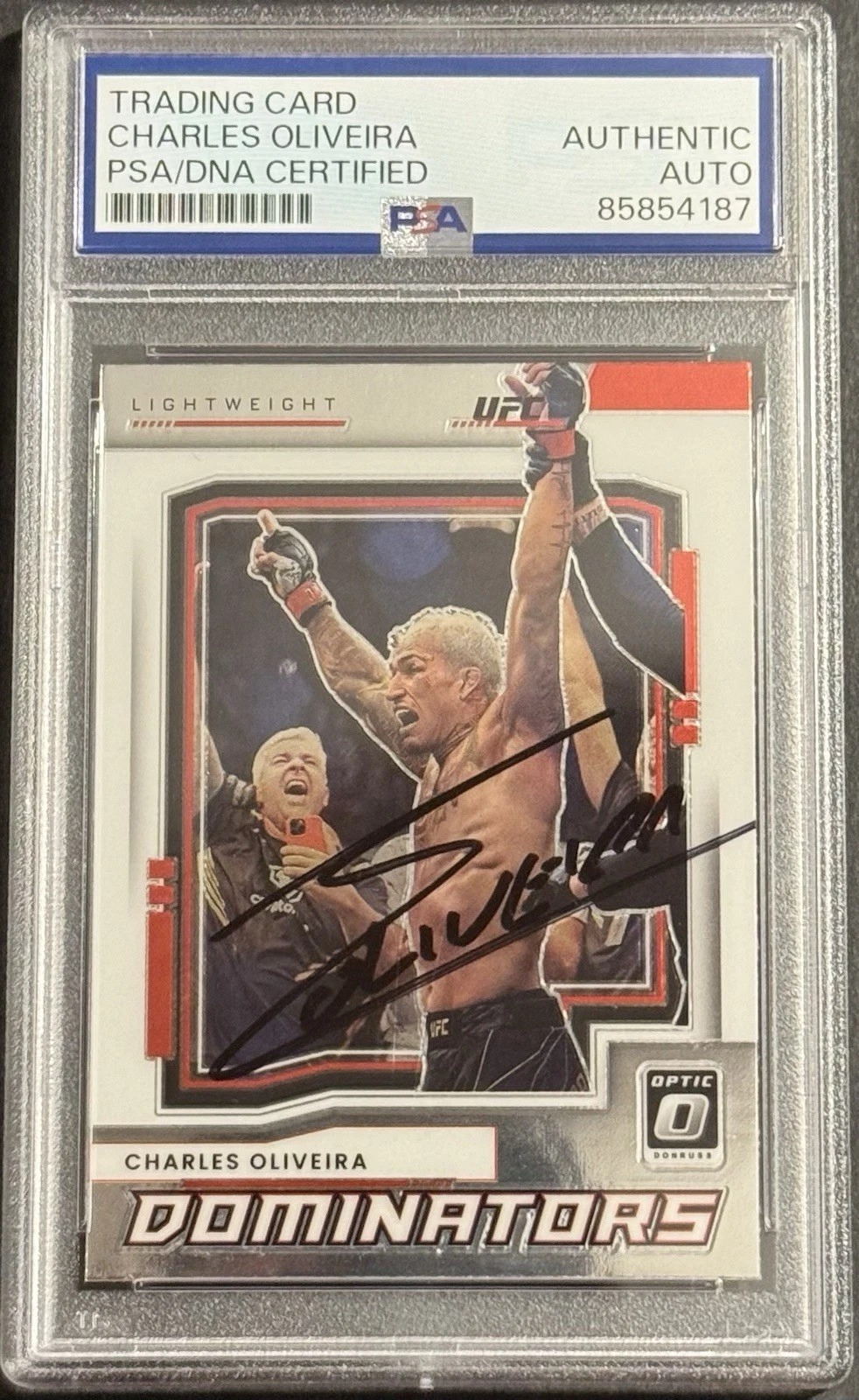 Charles Oliveira Signed Auto 2022 Donruss Optic Dominators UFC Card PSA/DNA Slab