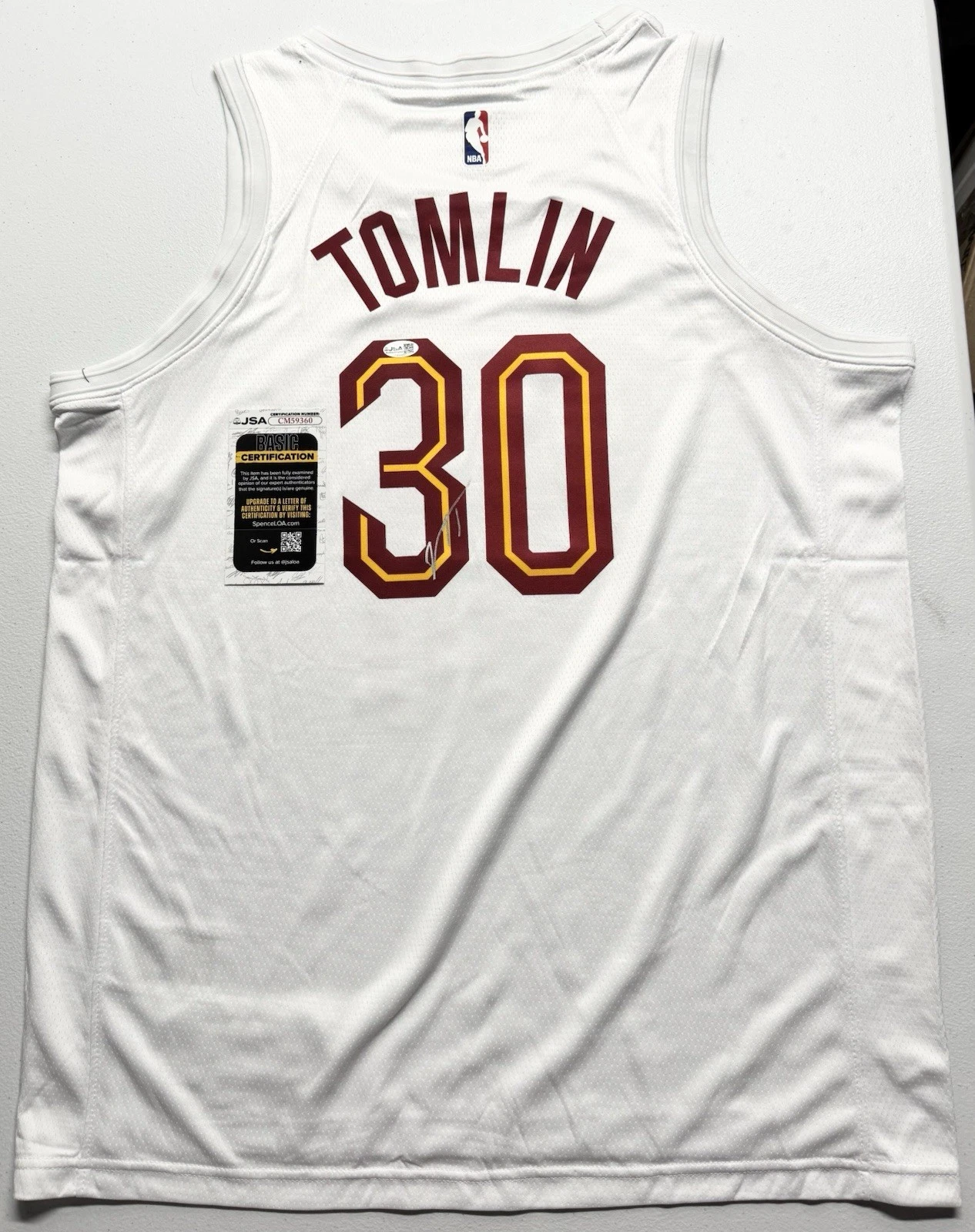 Nae'Qwan Tomlin Signed Autographed Cleveland Cavaliers Basketball Jersey JSA COA