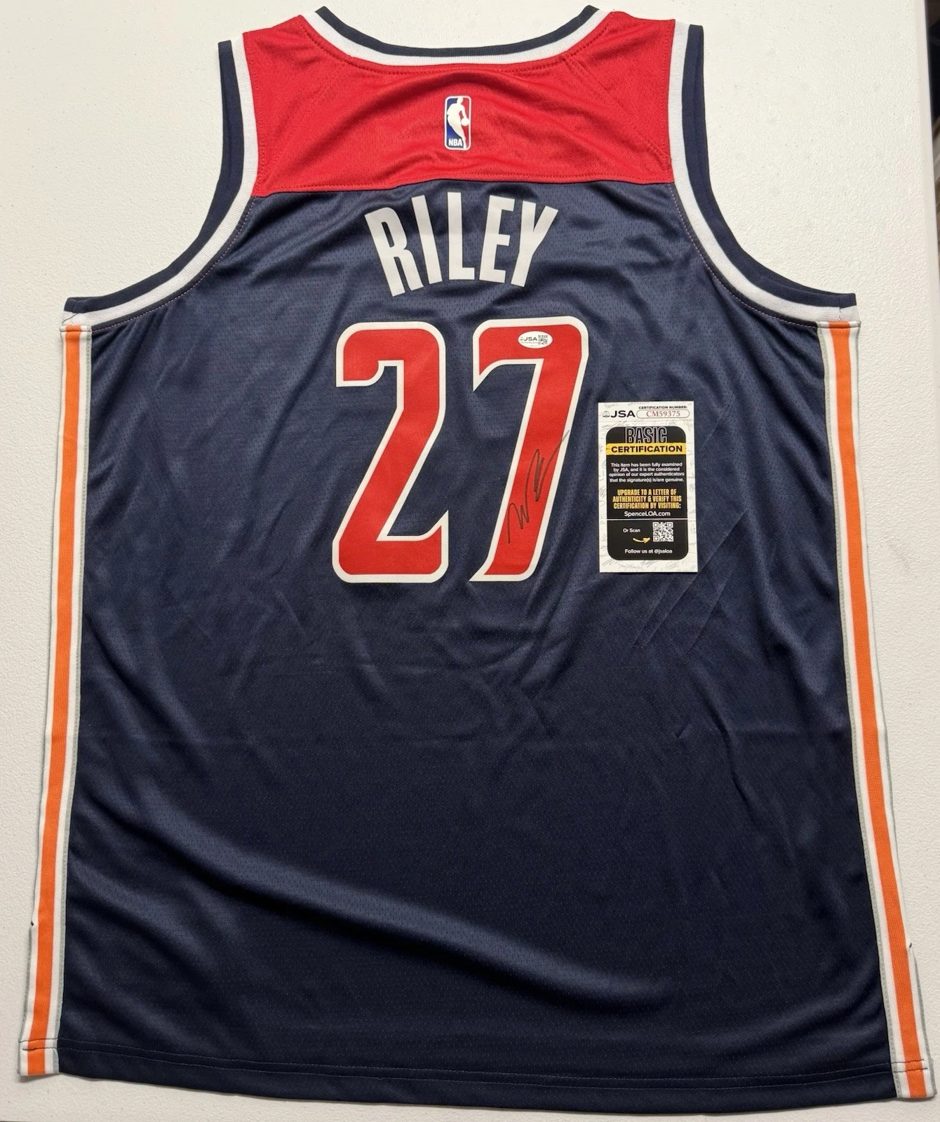 Will Riley Signed Autographed Washington Wizards Basketball Jersey JSA COA