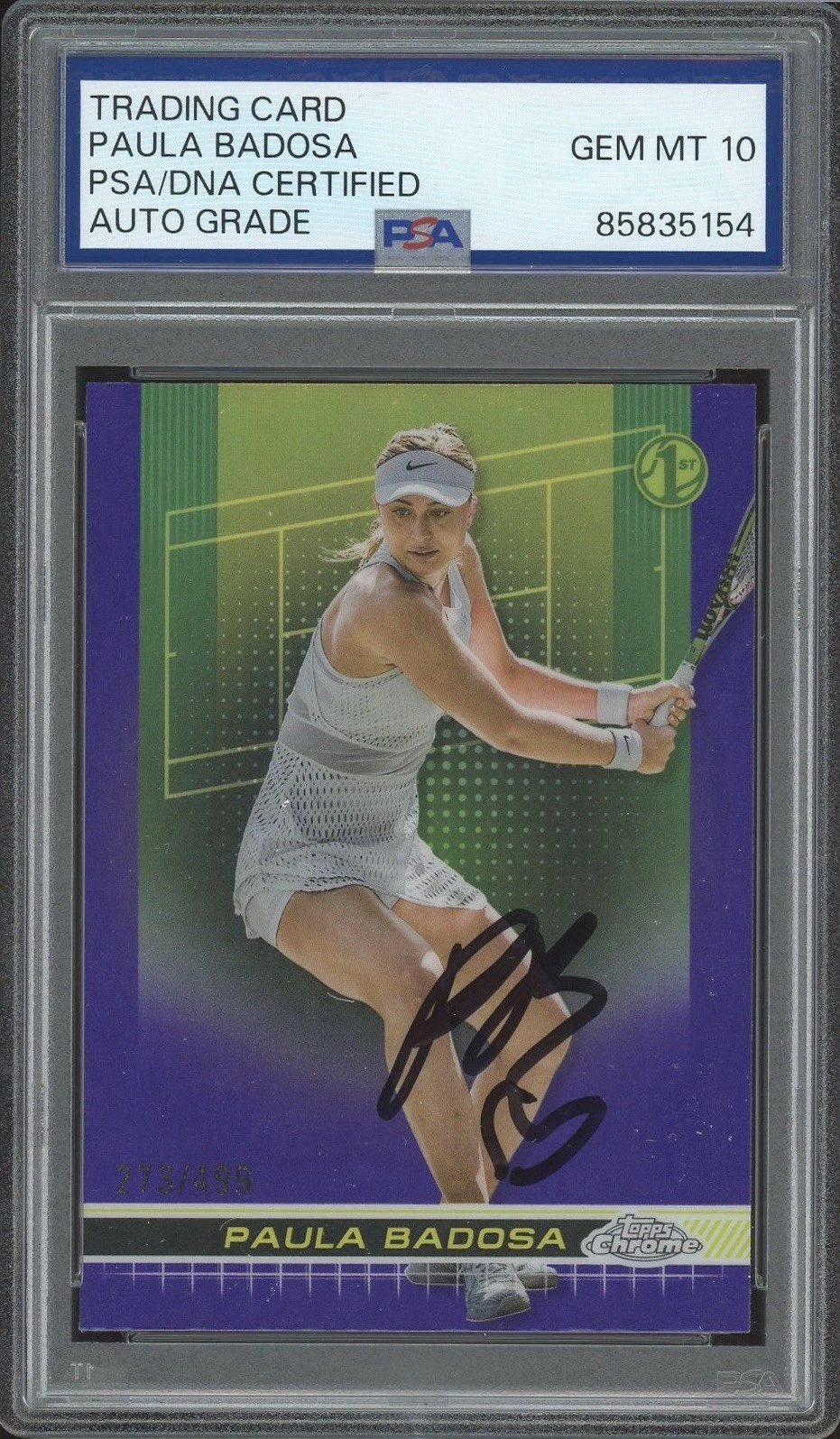 2024 Topps Chrome #64 Paula Badosa Signed Purple Refractor /499 PSA/DNA AUTO 10