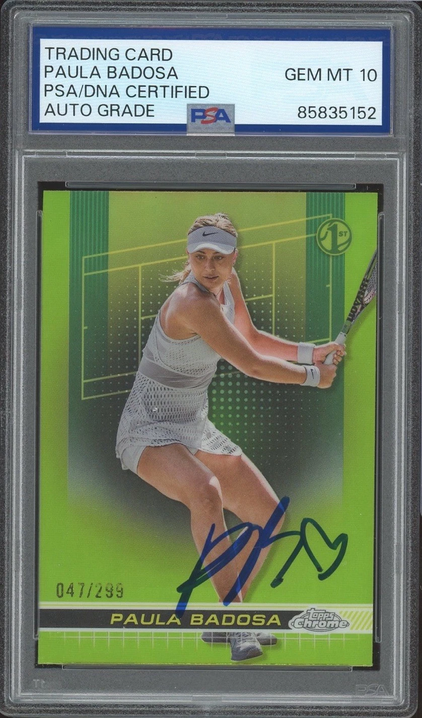 2024 Topps Chrome #64 Paula Badosa Signed Lime Green Refractor /299 PSA AUTO 10