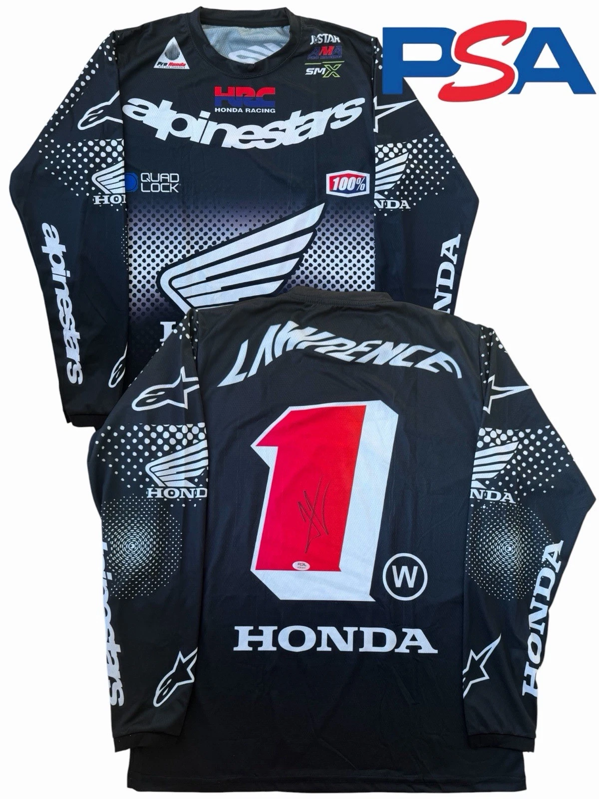 Jett Lawrence Signed Honda HRC Racing #1 Supercross Jersey PSA AUTO Motocross