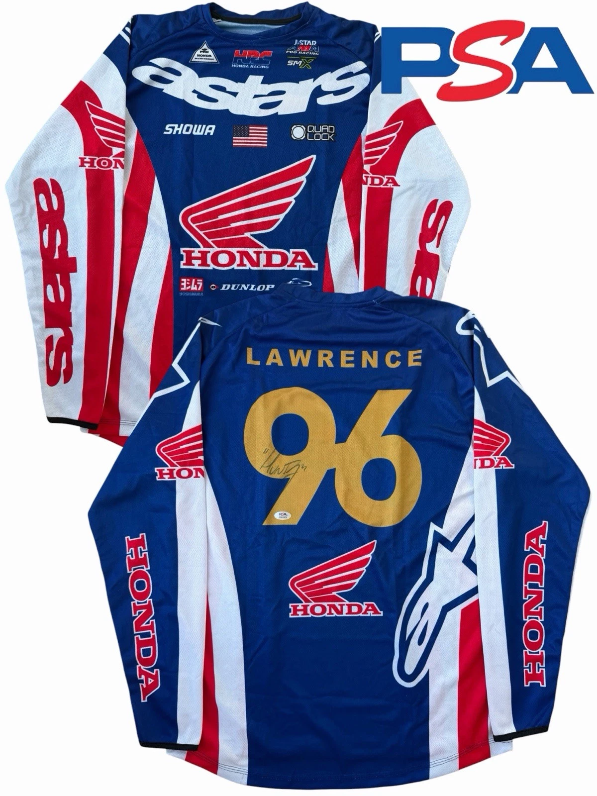 Hunter Lawrence Signed Honda HRC Racing #96 Supercross Jersey PSA AUTO Motocross