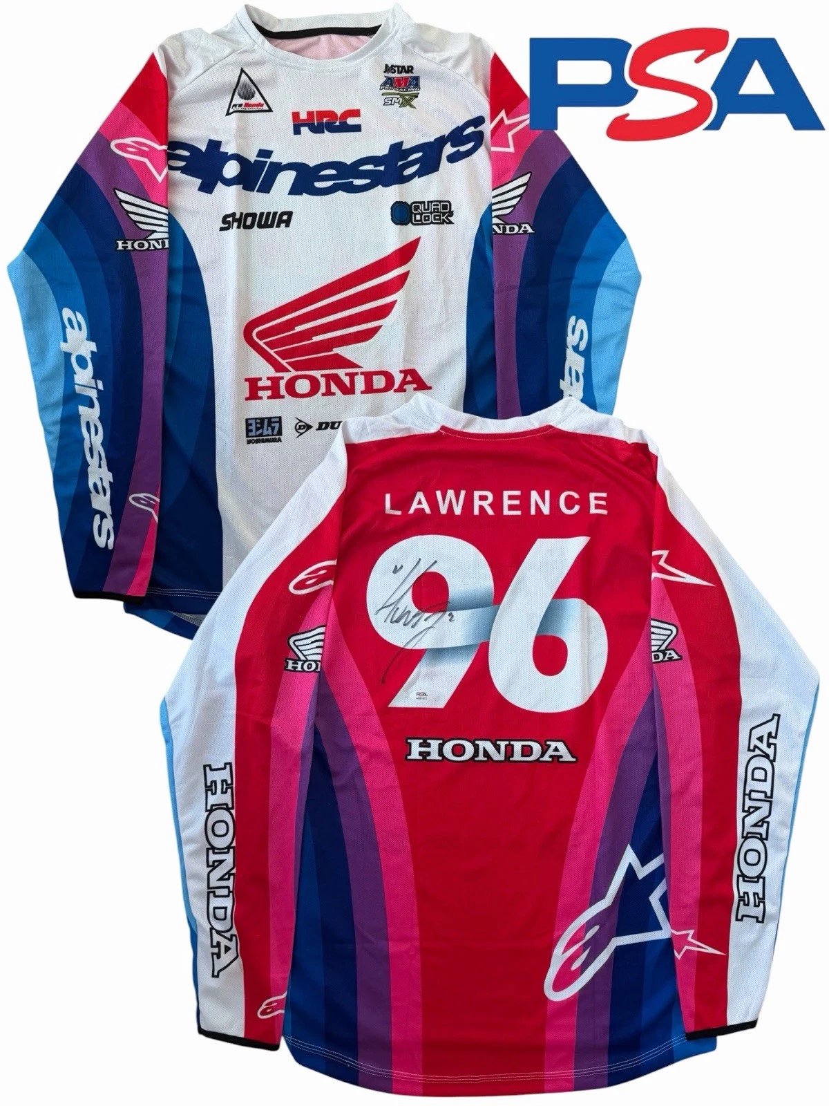 Hunter Lawrence Signed Honda HRC Racing #96 Supercross Jersey PSA AUTO Motocross