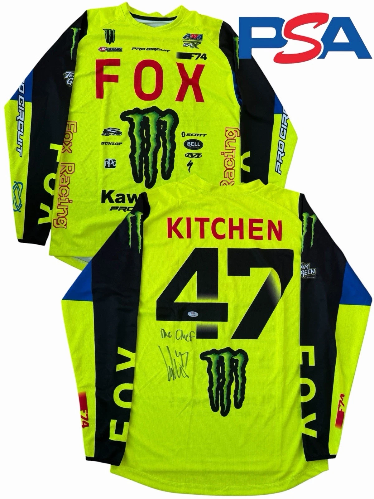 Levi Kitchen Signed Monster Kawasaki #47 Supercross Jersey PSA AUTO Motocross