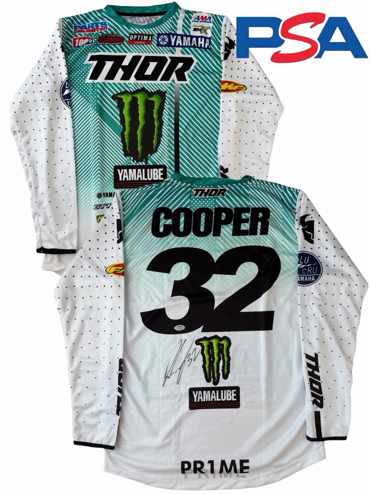Justin Cooper Signed Monster Yamaha Supercross #32 Jersey PSA AUTO Motocross SMX