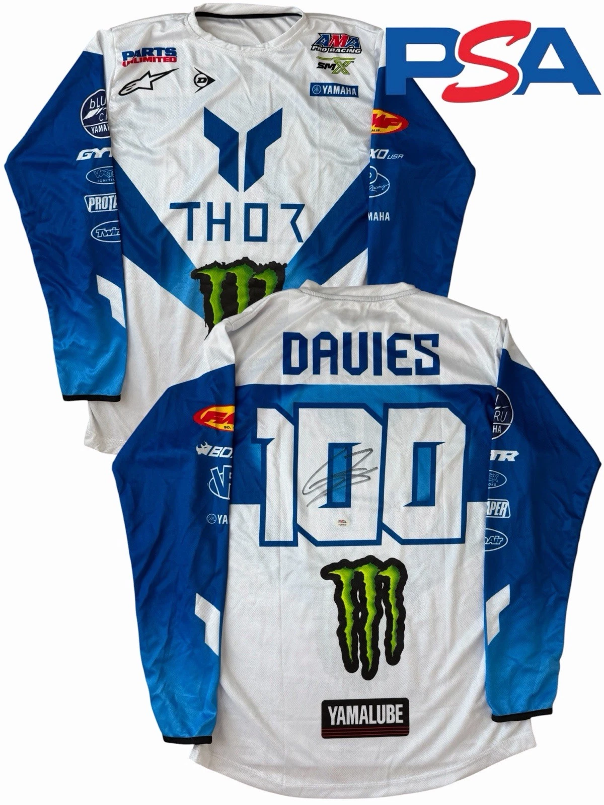 Cole Davies Signed Monster Yamaha Supercross #100 Jersey PSA AUTO Motocross SMX