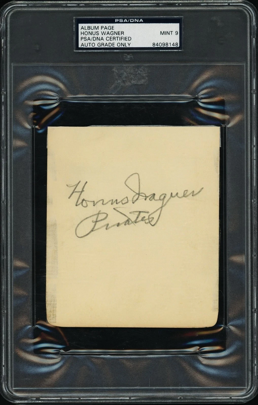 Honus Wagner Signed 5x6 Album Page Pirates Inscription PSA PSA/DNA MINT 9 Auto