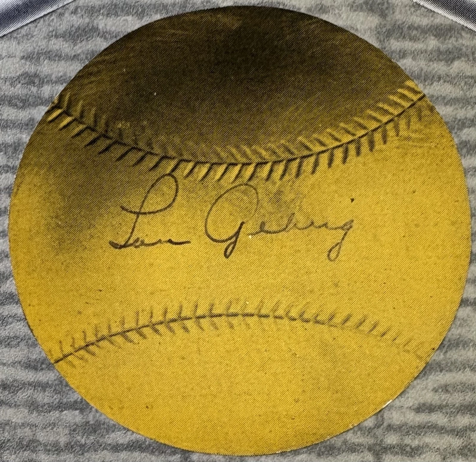 Lou Gehrig Signed 3x3 Baseball Sticker Photo Yankees HOF JSA