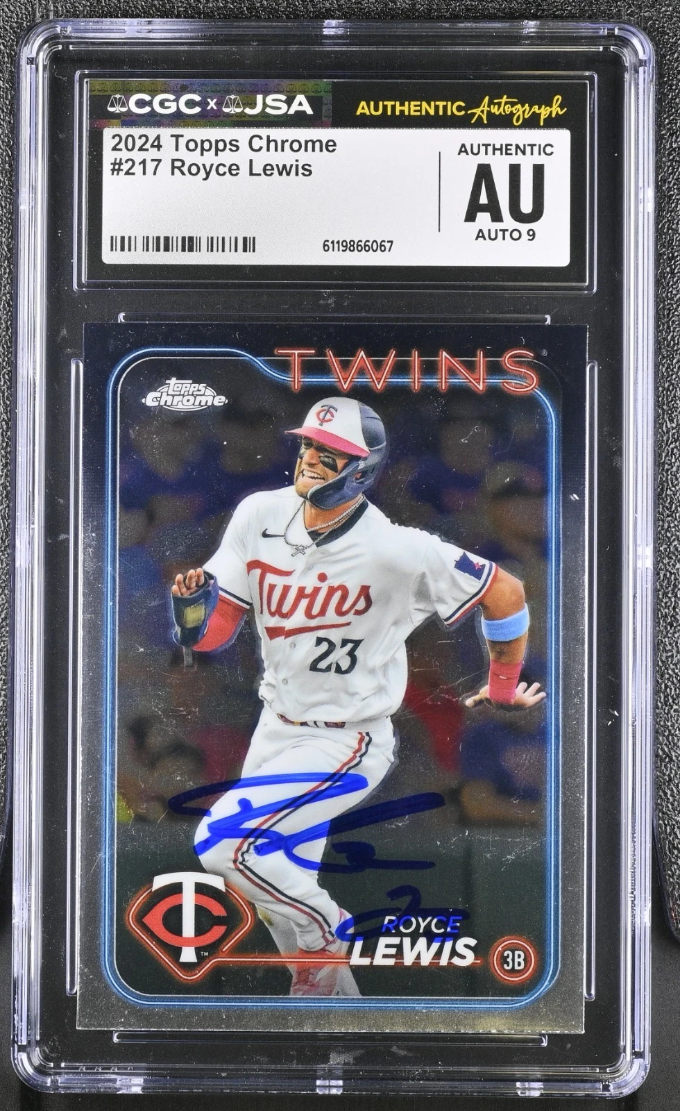 ROYCE LEWIS SIGNED 2024 TOPPS CHROME CARD #217 CGC AU JSA 9 AUTO