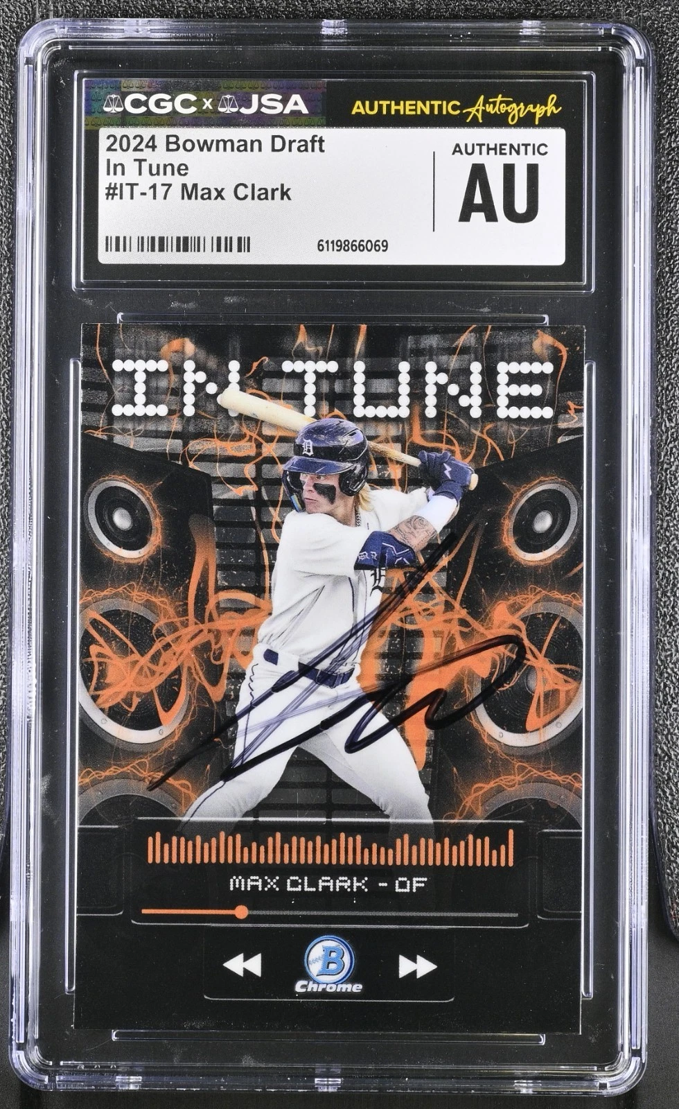 MAX CLARK SIGNED 2024 BOWMAN DRAFT CHROME IN TUNE #IT-17 CGC AU JSA AUTO