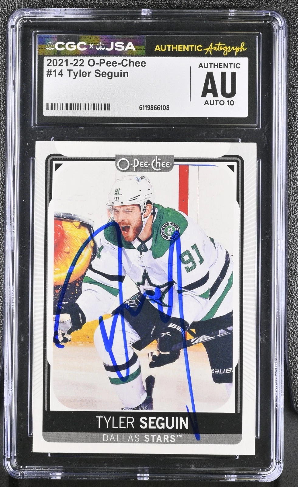 TYLER SEGUIN SIGNED 2021-22 O-PEE-CHEE CARD #14 CGC AU JSA 10 AUTO