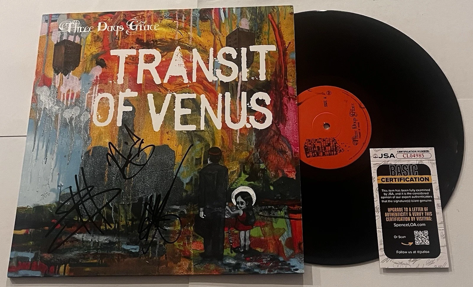 THREE DAYS GRACE SIGNED TRANSIT OF VENUS LP VINYL RECORD ALBUM JSA COA