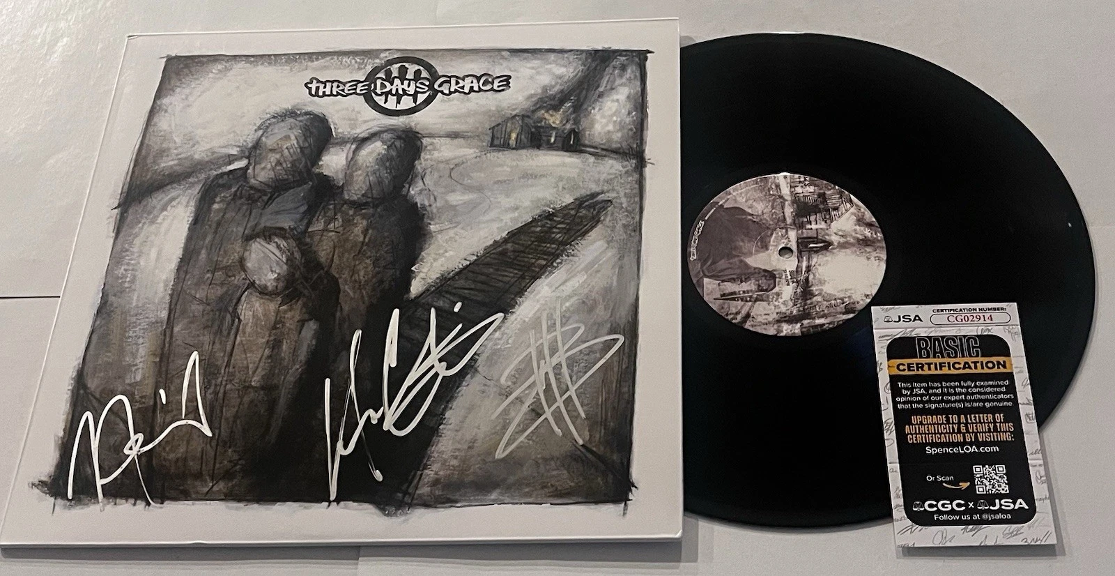 THREE DAYS GRACE SIGNED LP VINYL RECORD ALBUM ADAM GONTIER NEIL BRAD JSA COA