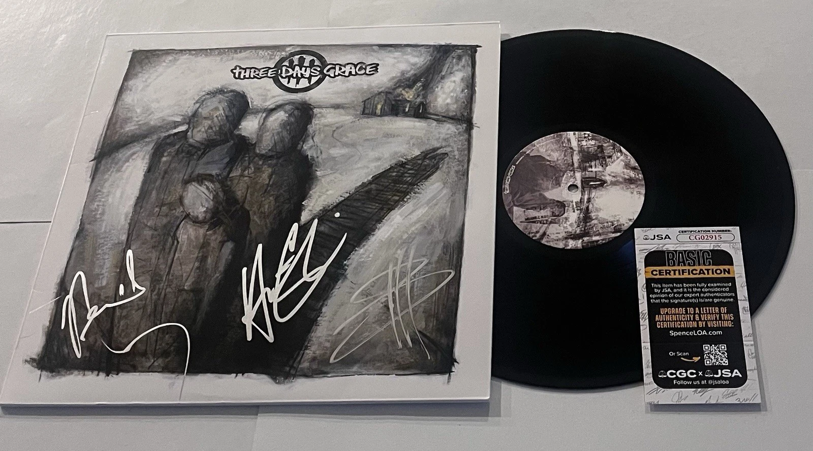 THREE DAYS GRACE SIGNED LP VINYL RECORD ALBUM ADAM GONTIER NEIL BRAD JSA COA