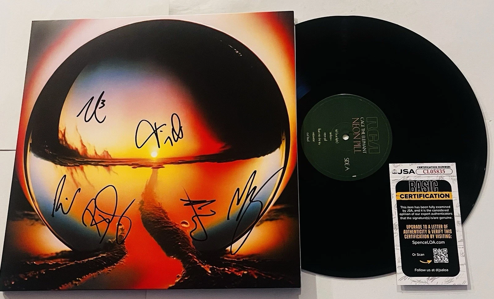 CAGE THE ELEPHANT BAND SIGNED NEON PILL LP VINYL RECORD ALBUM MATT +5 JSA COA