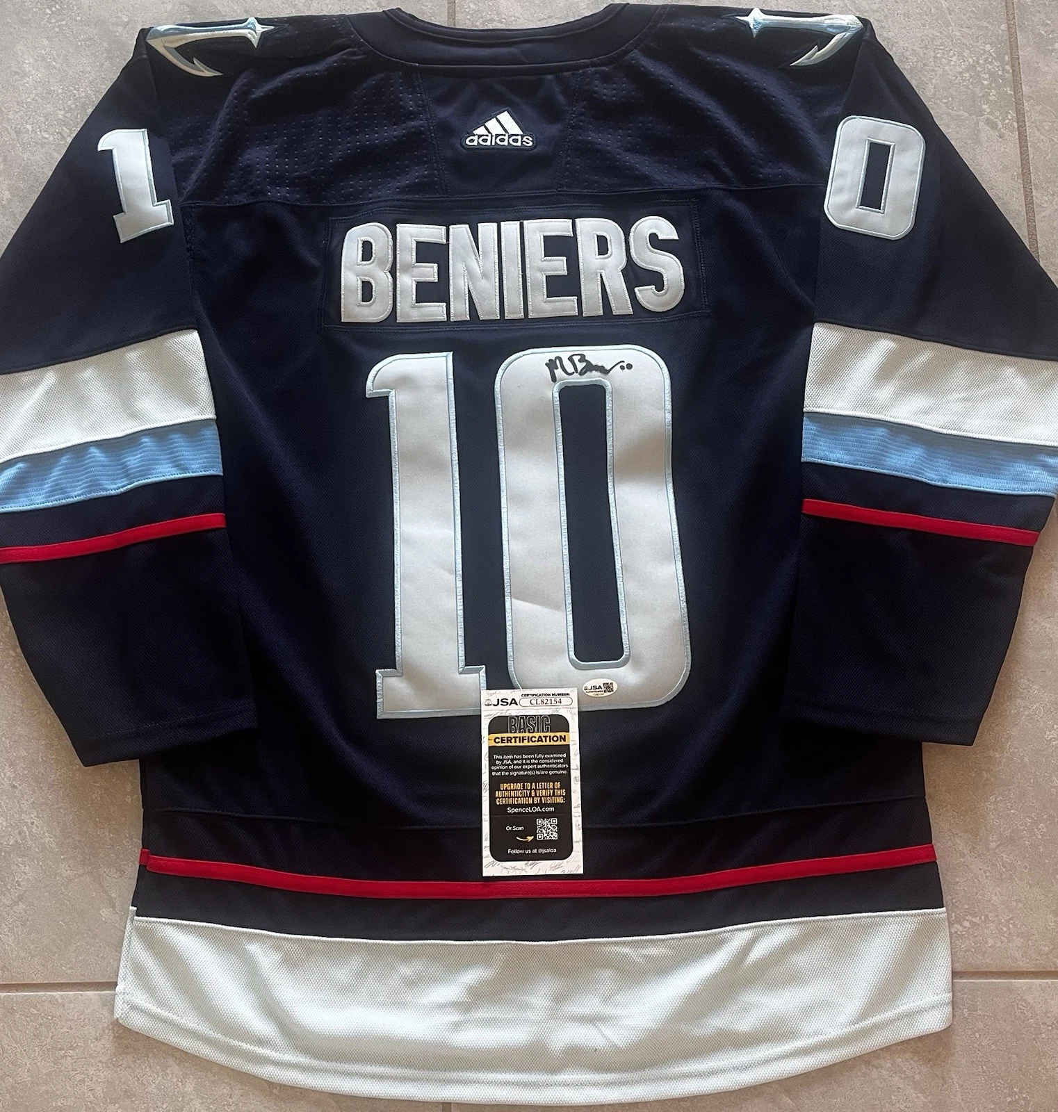 MATTY BENIERS SIGNED SEATTLE KRAKEN HOCKEY JERSEY JSA COA