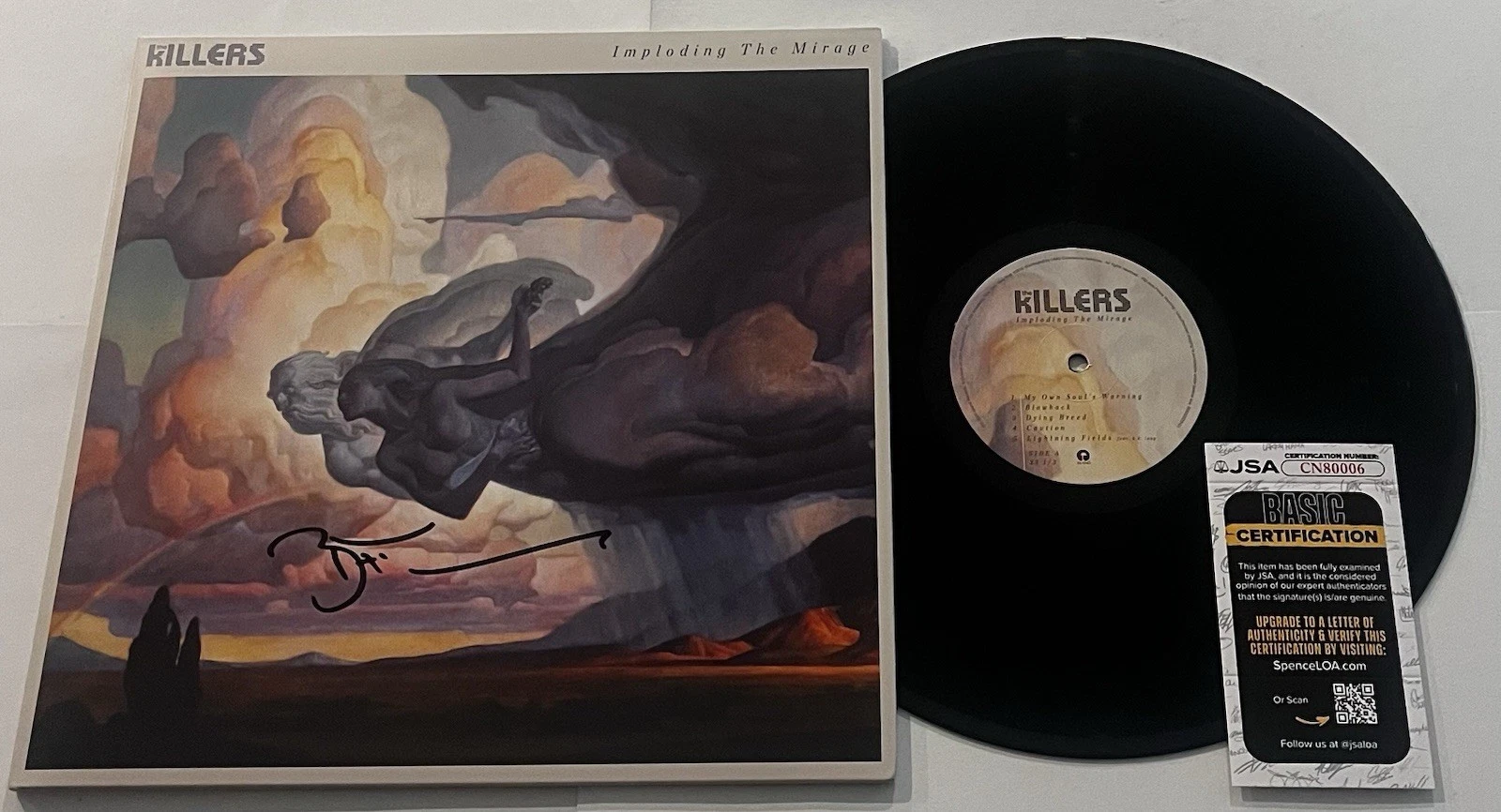 BRANDON FLOWERS SIGNED KILLERS IMPLODING THE MIRAGE LP VINYL RECORD ALBUM JSA