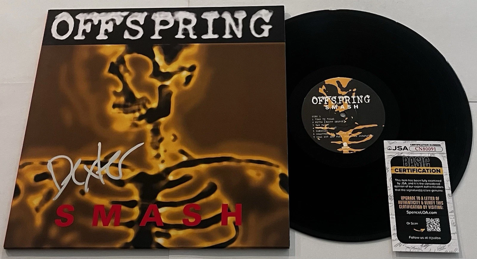 DEXTER HOLLAND THE OFFSPRING SIGNED SMASH LP VINYL RECORD ALBUM JSA COA