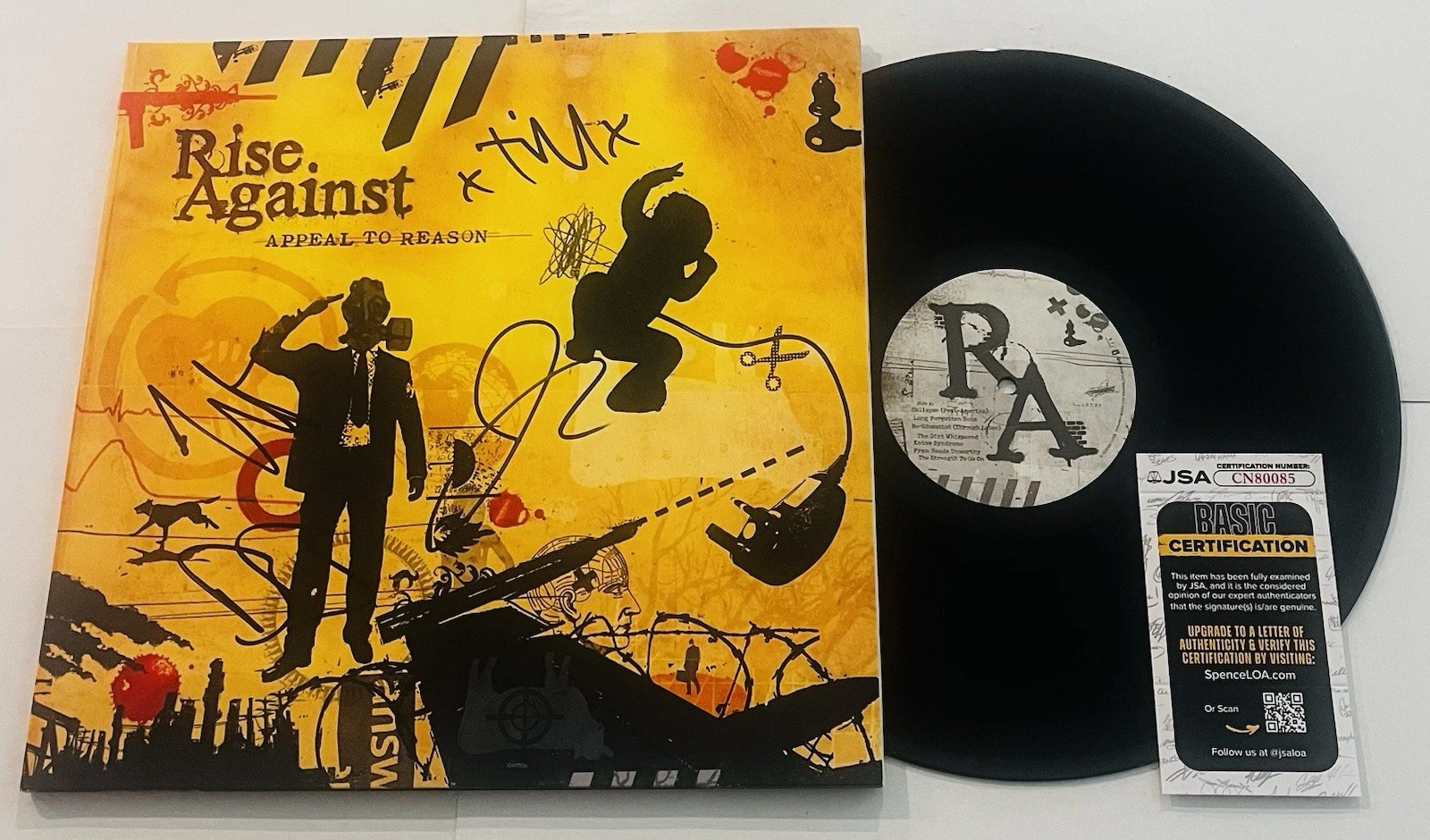 RISE AGAINST BAND SIGNED APPEAL TO REASON LP VINYL RECORD TIM MCILRATH JSA COA