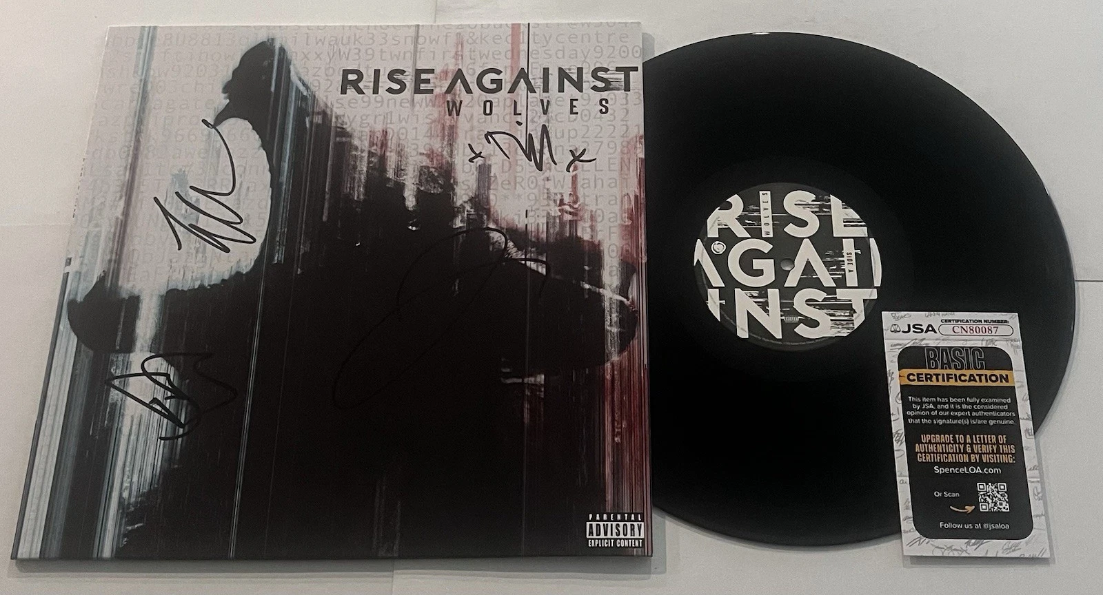 RISE AGAINST BAND SIGNED WOLVES LP VINYL RECORD TIM MCILRATH +3 JSA COA