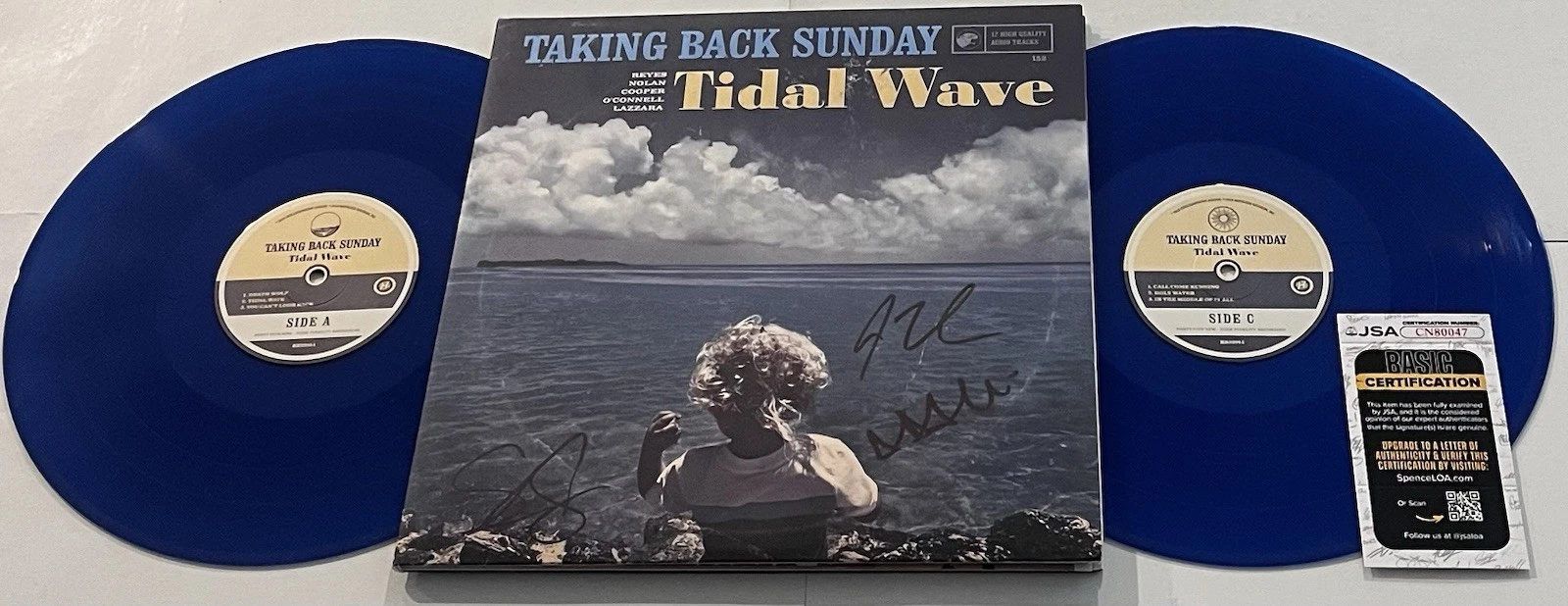 TAKING BACK SUNDAY SIGNED TIDAL WAVE LP VINYL RECORD ADAM LAZZARA +2 JSA COA