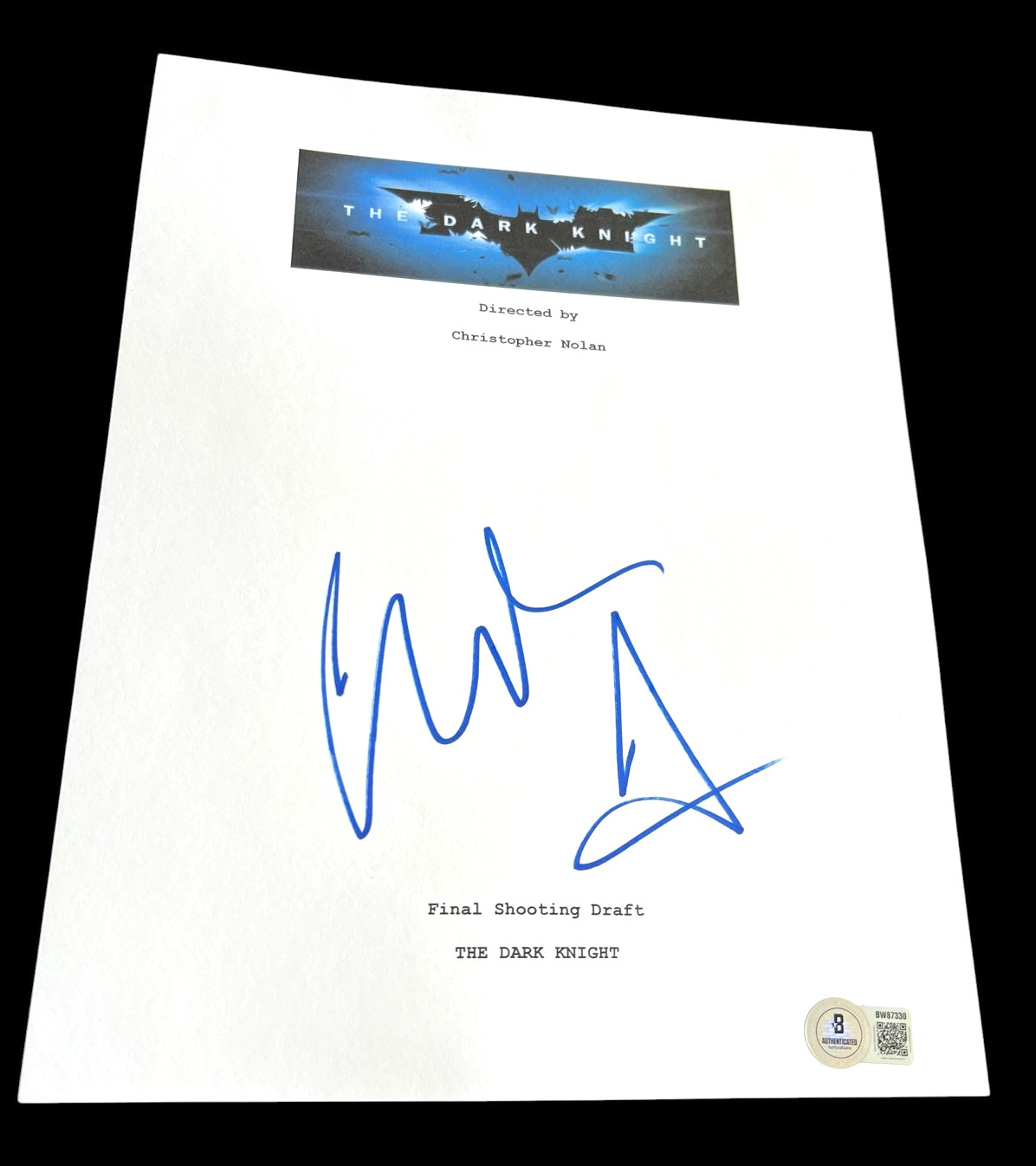 CHRISTIAN BALE SIGNED AUTOGRAPH MOVIE SCRIPT THE DARK KNIGHT BECKETT BAS COA F