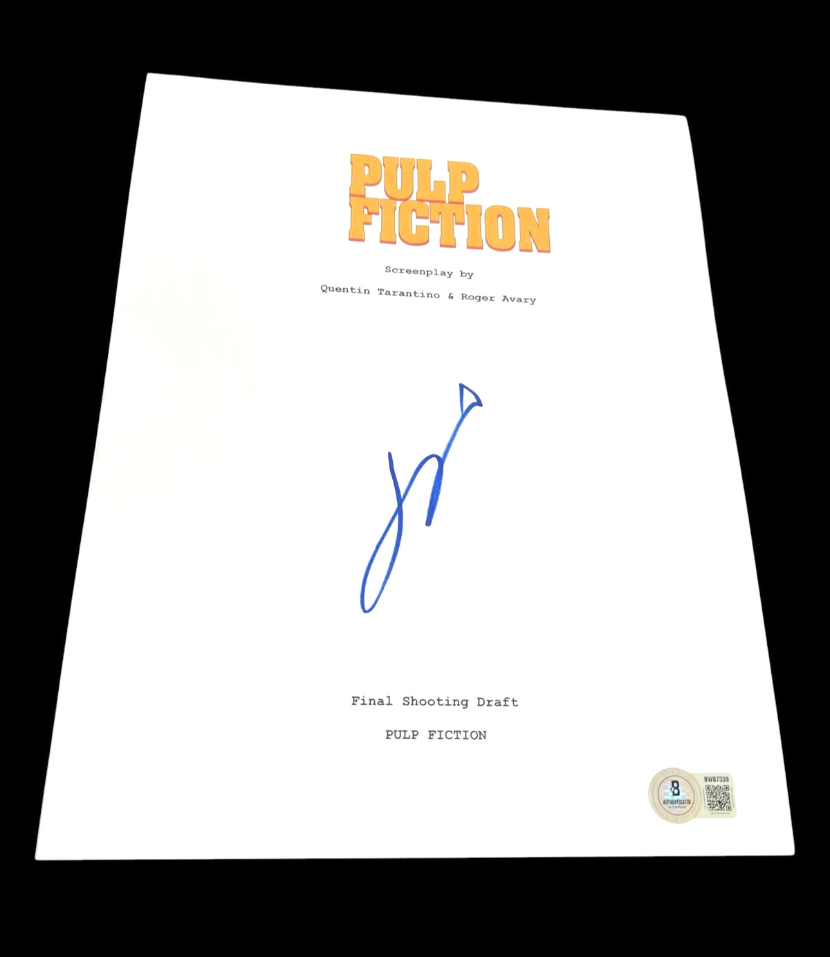 JOHN TRAVOLTA SIGNED AUTOGRAPH MOVIE SCRIPT PULP FICTION BECKETT BAS AUTO D