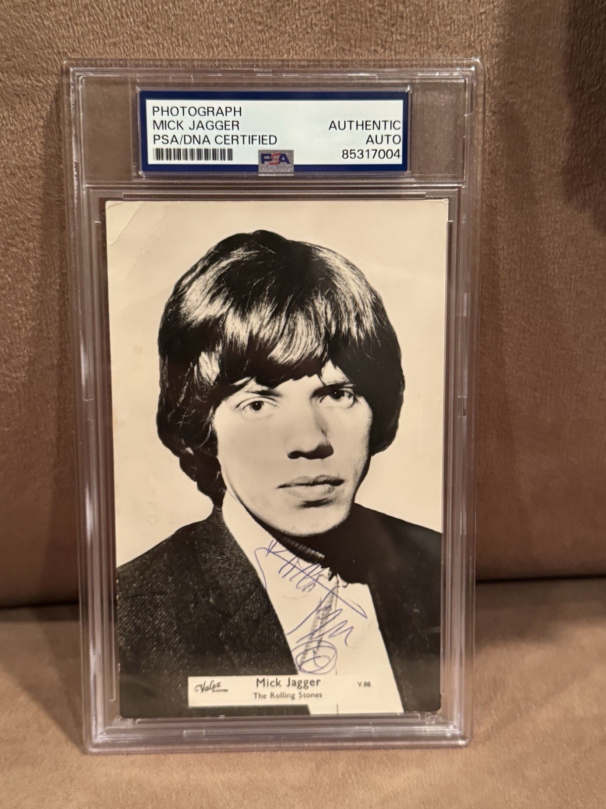 Awesome Mick Jagger Rolling Stones Signed 3-1/2 By 5-1/2 Valex Photo PSA Slabbed