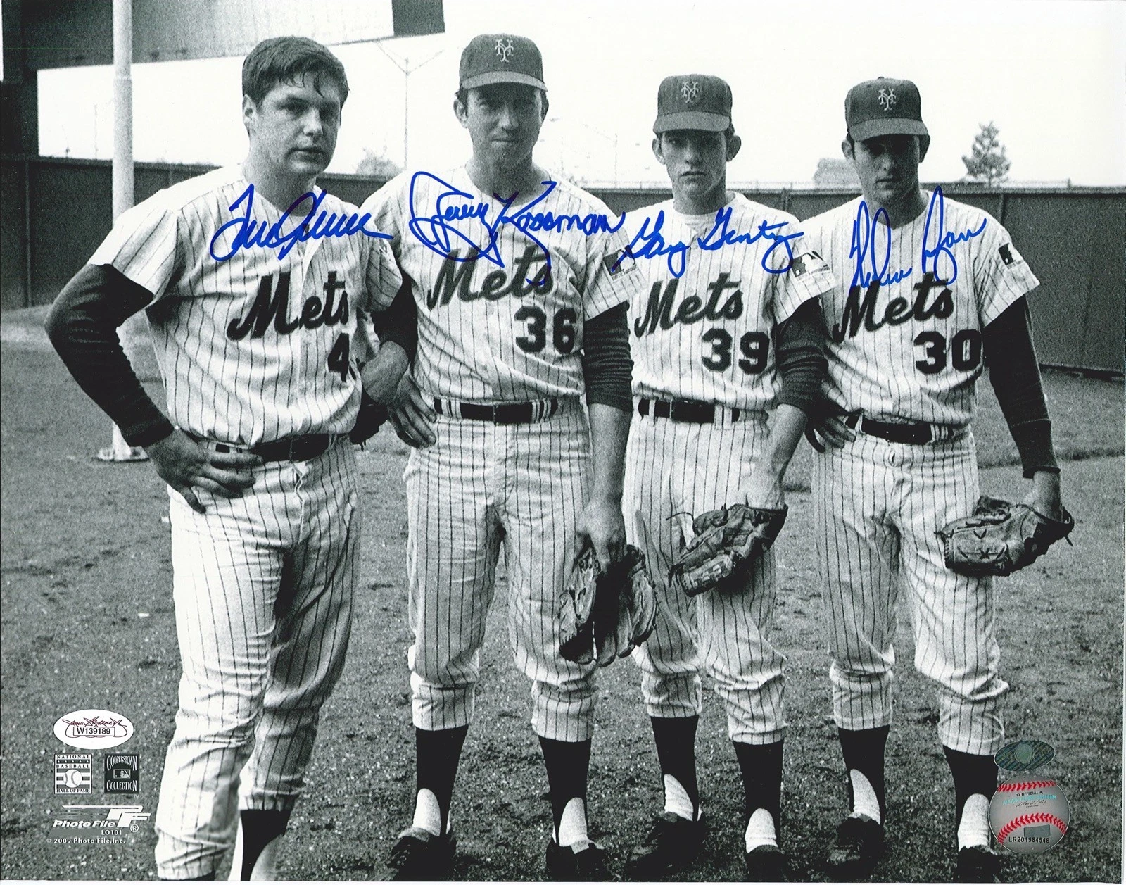 1969 MIRACLE METS PITCHERS SIGNED 11X14 PHOTO JSA RYAN SEAVER KOOSMAN GENTRY