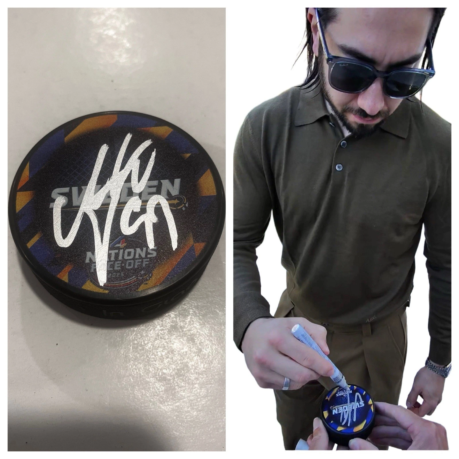 MIKA ZIBANEJAD SIGNED SWEDEN 4 NATIONS HOCKEY PUCK W/ CASE NEW YORK RANGERS COA