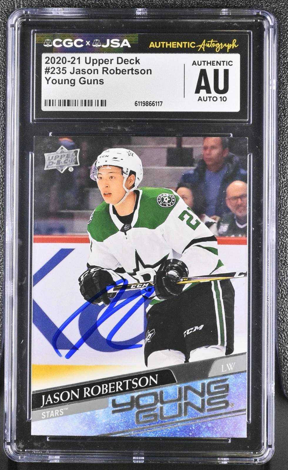 JASON ROBERTSON SIGNED 2020-21 UD YOUNG GUNS ROOKIE CARD #235 CGC AU JSA 10 AUTO
