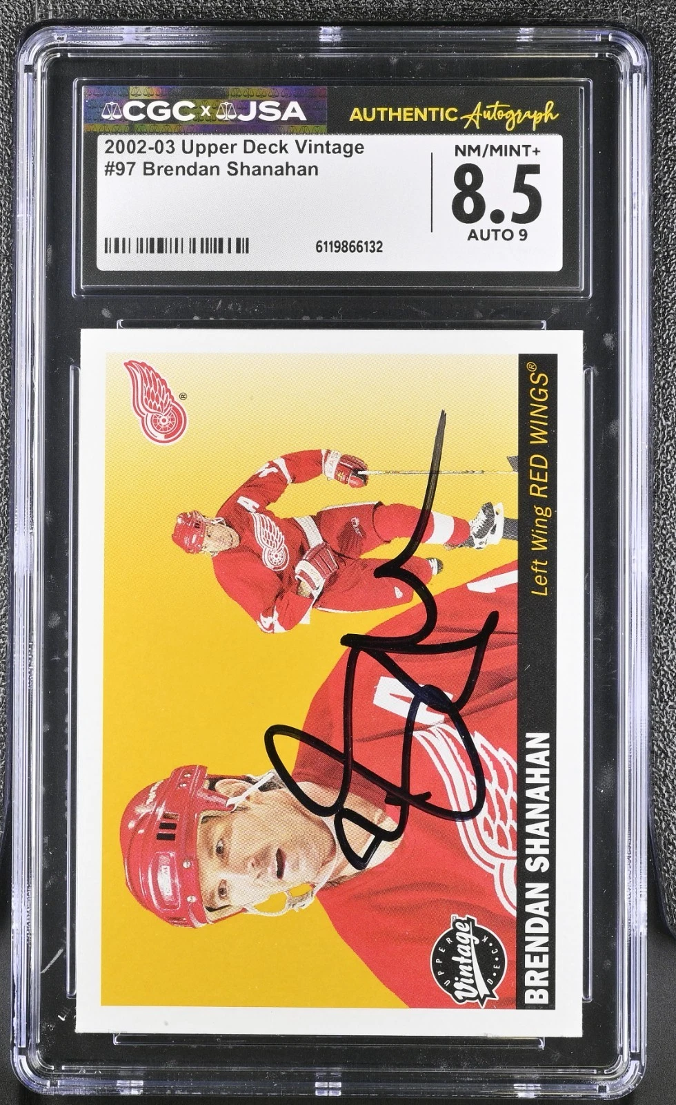 BRENDAN SHANAHAN SIGNED 2002-03 UPPER DECK VINTAGE CARD #97 CGC 8.5 JSA 9 AUTO