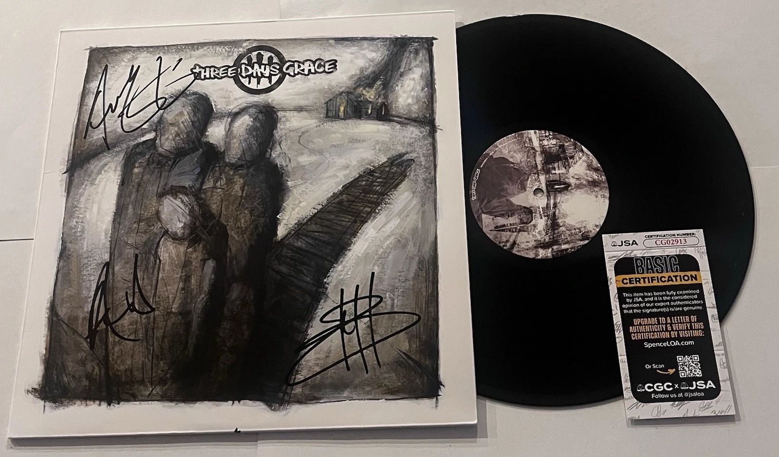 THREE DAYS GRACE SIGNED LP VINYL RECORD ALBUM ADAM GONTIER NEIL BRAD JSA COA
