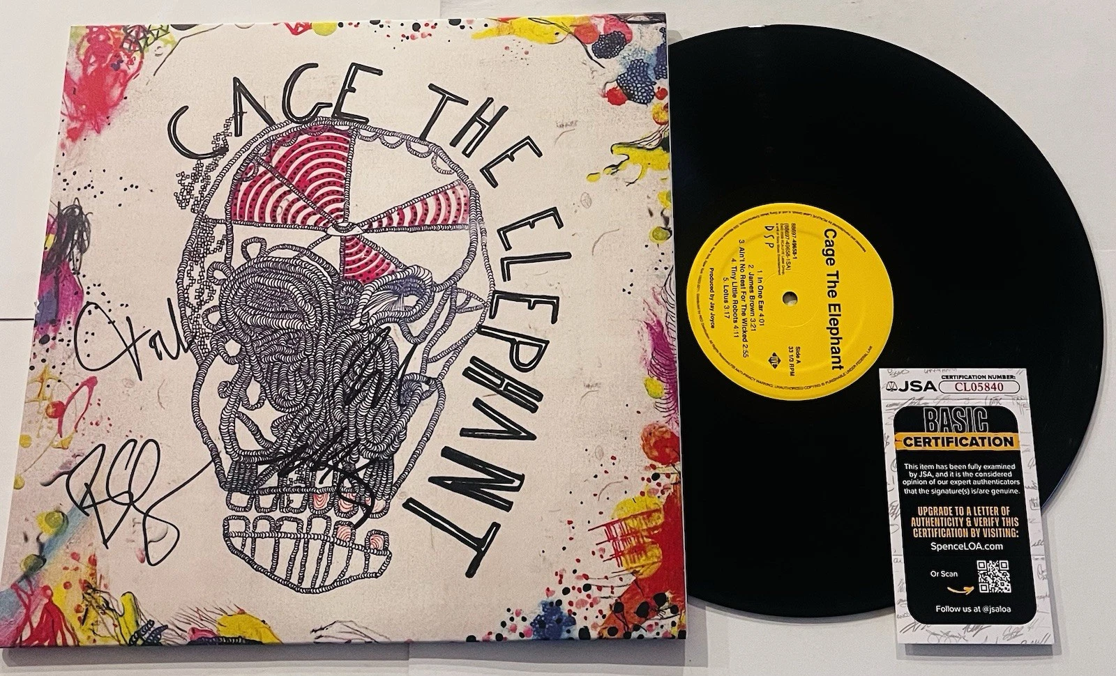 CAGE THE ELEPHANT BAND SIGNED LP VINYL RECORD ALBUM MATT SHULTZ +3 JSA COA