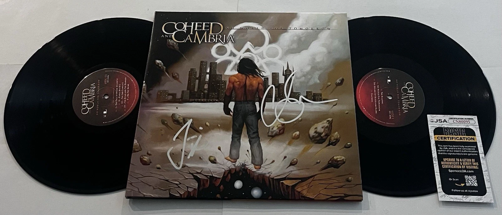 COHEED AND CAMBRIA SIGNED NO WORLD FOR LP VINYL RECORD ALBUM CLAUDIO SANCHEZ JSA