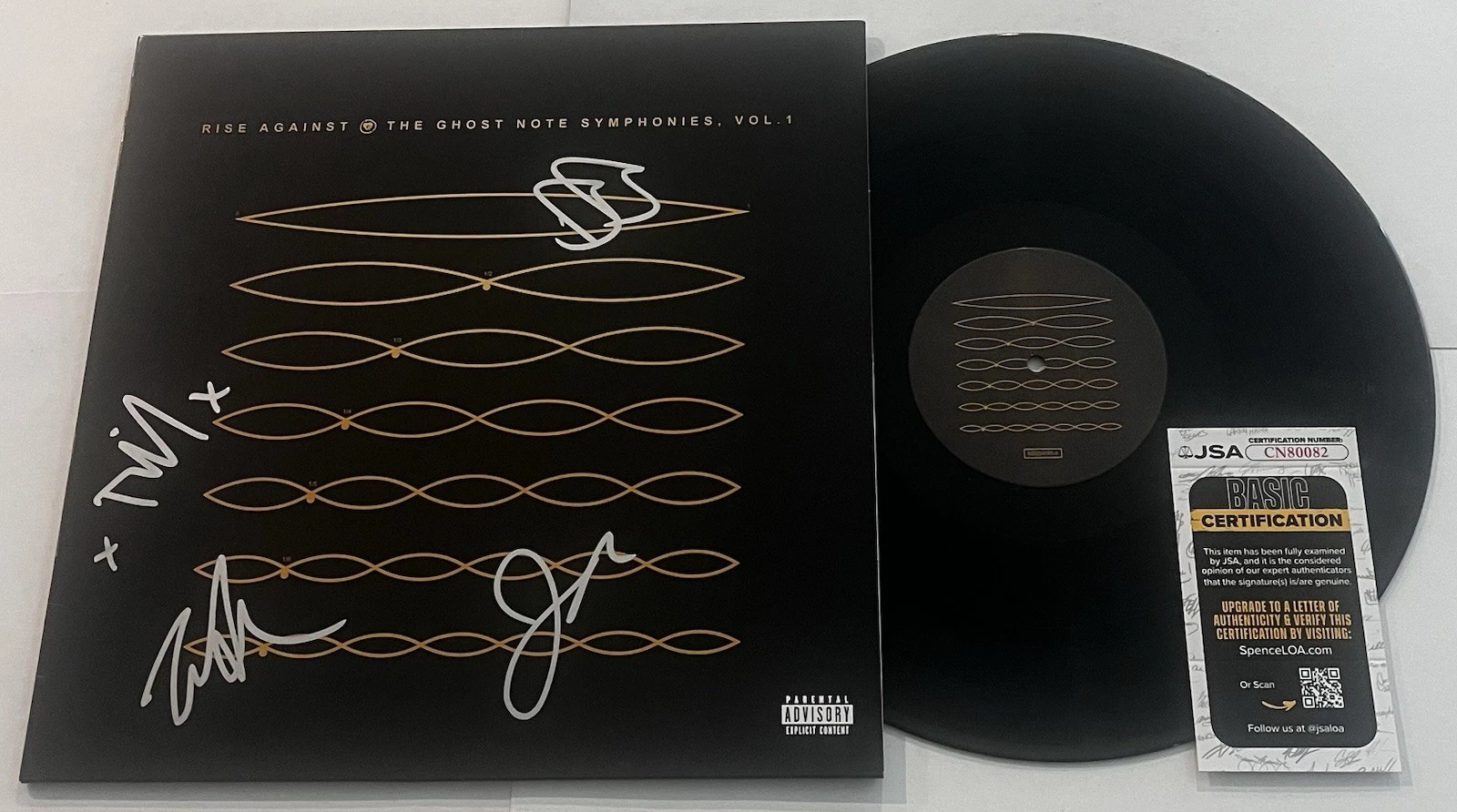 RISE AGAINST BAND SIGNED THE GHOST NOTE LP VINYL RECORD TIM MCILRATH +3 JSA COA