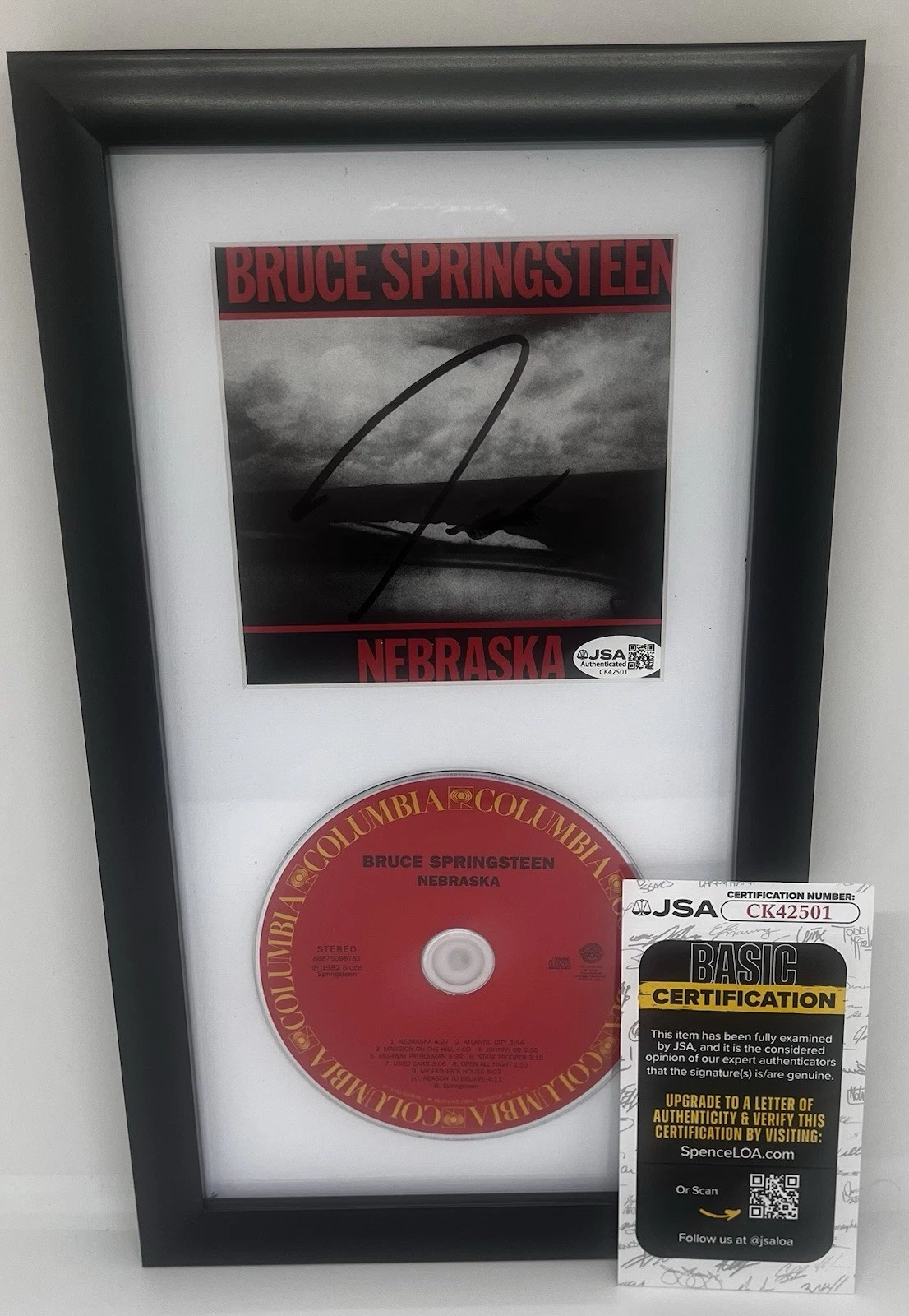 JEREMY ALLEN WHITE SIGNED BRUCE SPRINGSTEEN NEBRASKA FRAMED CD ALBUM JSA COA