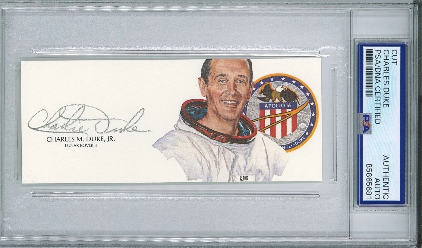Charles Duke Signed Cut Signature PSA/DNA Encapsulated Apollo 16 Moonwalker