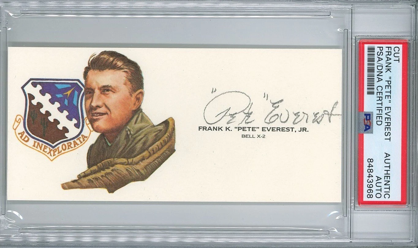 Frank Pete Everest Jr Signed Cut Signature PSA/DNA Test Pilot GOE